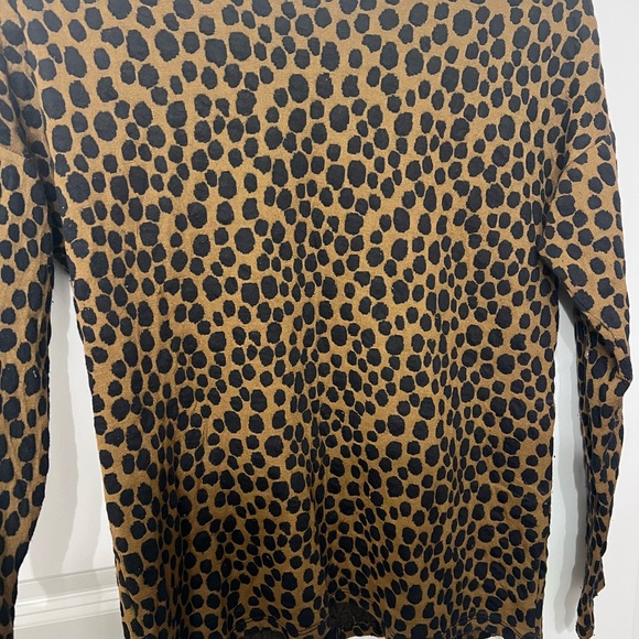 LOFT Animal Print Long Sleeve Top - Black and Brown - Picture 3 of 7